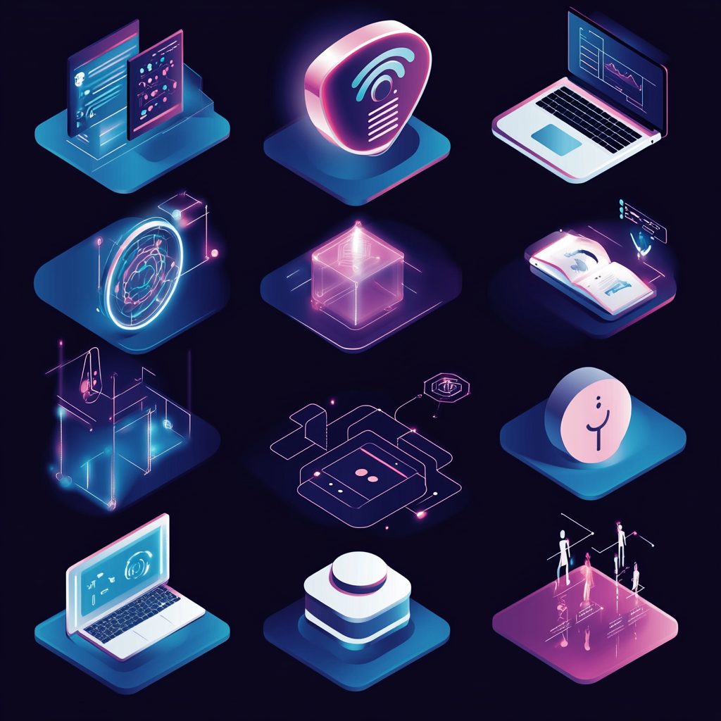 Infografik der Top AI-Software-Icons im modernen Stil